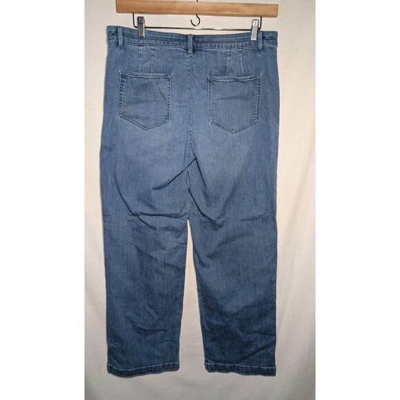 J Jill Womens High Rise Wide Leg Jeans Sz 14 Pocket Patch Light Wash Boho - Picture 5 of 7